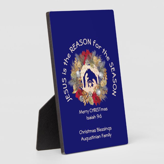 Photo JÉSUS DE Noël Bleu EST LA RAISON Plaque (Côté)