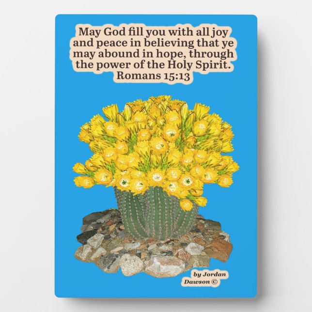 Photo Jolie Cactus Écriture Fleur Plaque Romans 15:13 (Devant)