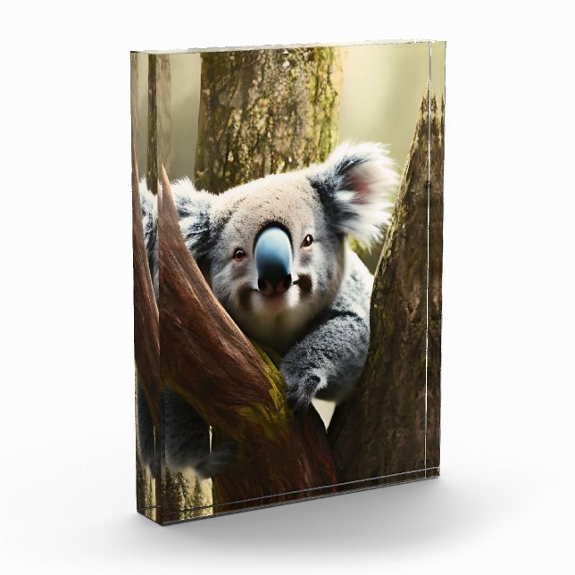 Photo Joyeuse Koala Australienne Dans L'Arbre, Bloc Phot (Gauche)