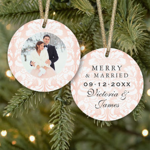 Photo Joyeux et marié Blush Mariage damassé