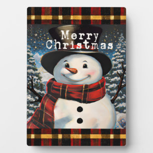 Photo Joyeux Noël Snowman Tabletop Plaque avec Easel