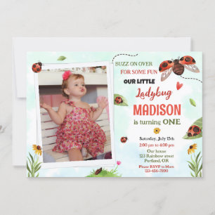 Photo ladybug 1ère invitation anniversaire fille a