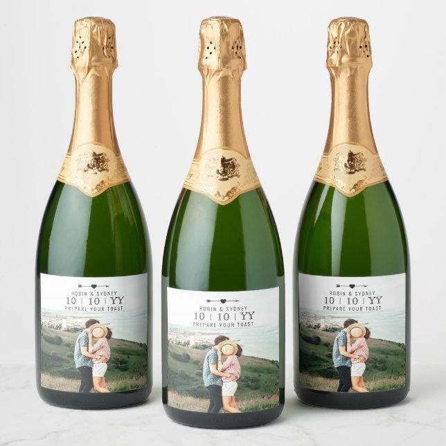 Photo légère | Enregistrer La Date | Étiquette de  (Bouteilles)