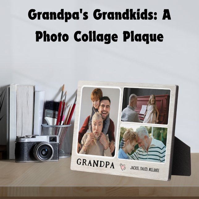 Photo Les petits-enfants de grand-père : une plaque de c (Grandpa's Grandkids: A Photo Collage Plaque)