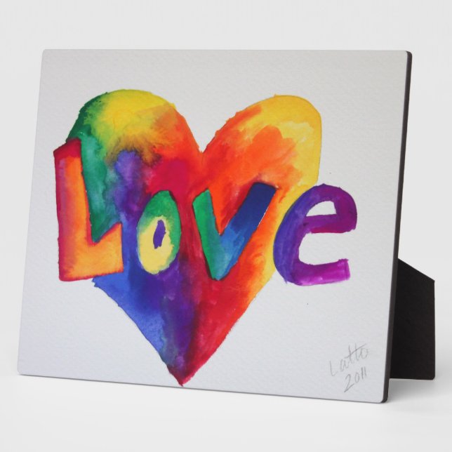 Photo Love Rainbow Heart Peinture Poème Plaque (Côté)