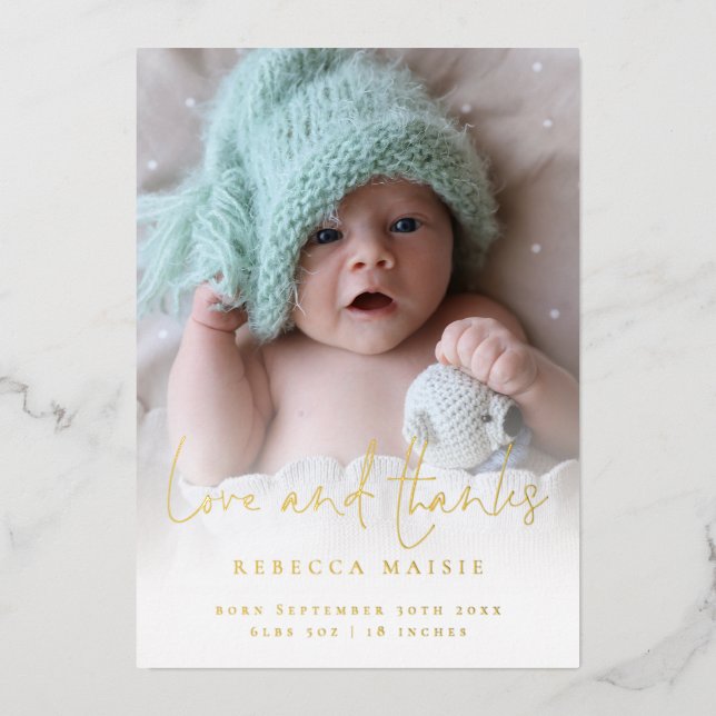 Photo Love Thanks Faire-part de naissance Luxury (Recto)