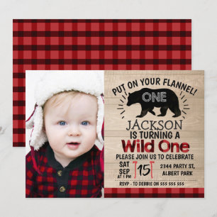 Photo Lumberjack Wood 1er Birthday Invitation