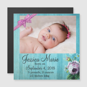 Photo Magnet Baby Faire-part de naissance Purple B