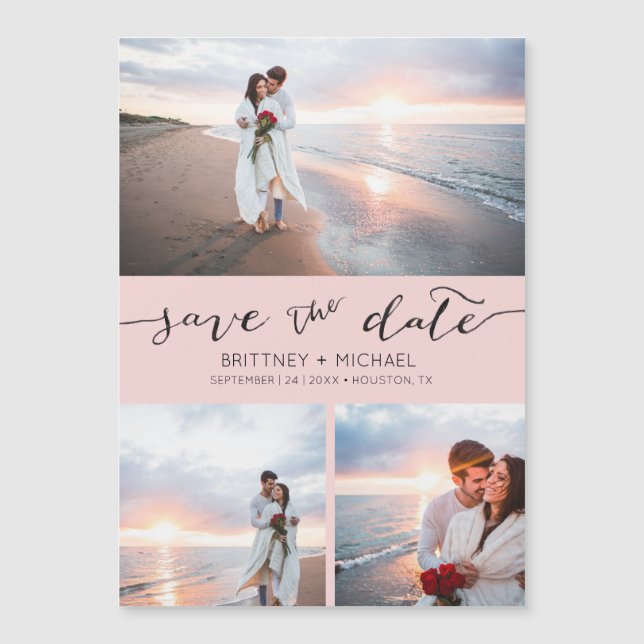 Photo manuscrite Collage rose Enregistrer la date (Devant)