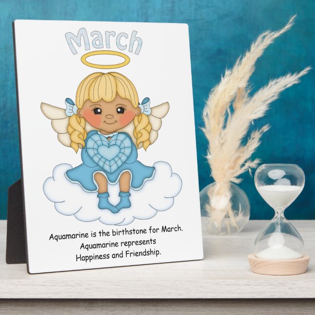Photo March Birthstone Angel Blonde Plaque (Côté)