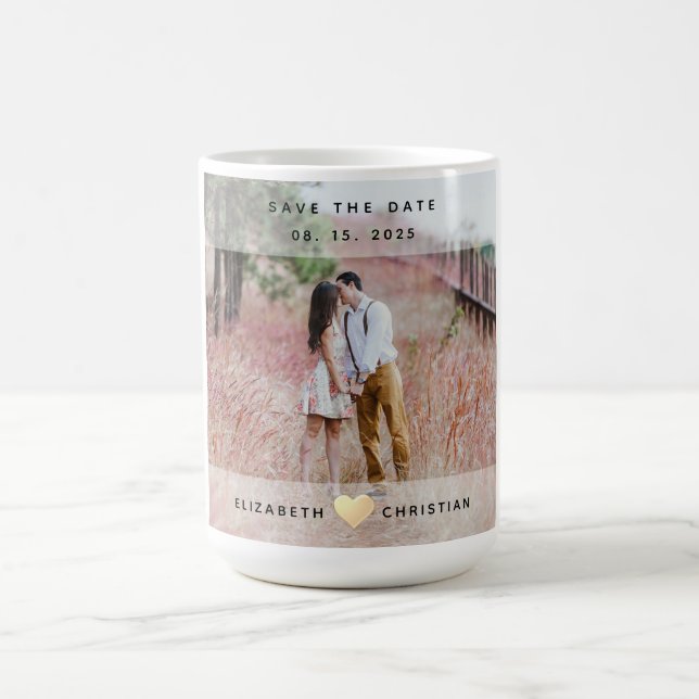 Photo Mariage Enregistrer La Date Café Mug (Centre)