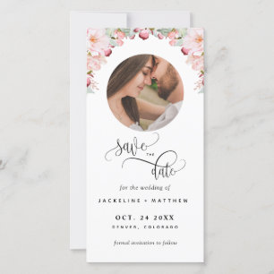 Photo, Mariage Floral Rose Enregistrer La Date Sig
