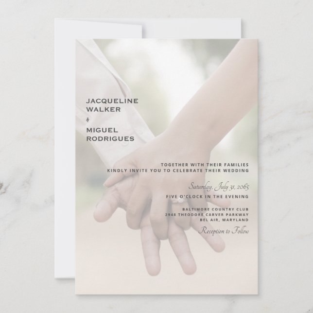 Photo Mariage Hands Invitation moderne (Devant)