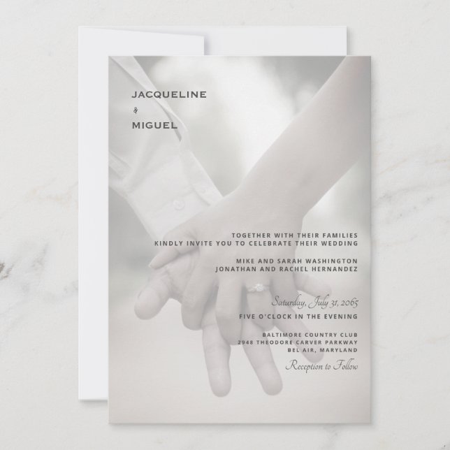 Photo Mariage Hands Invitation moderne (Devant)