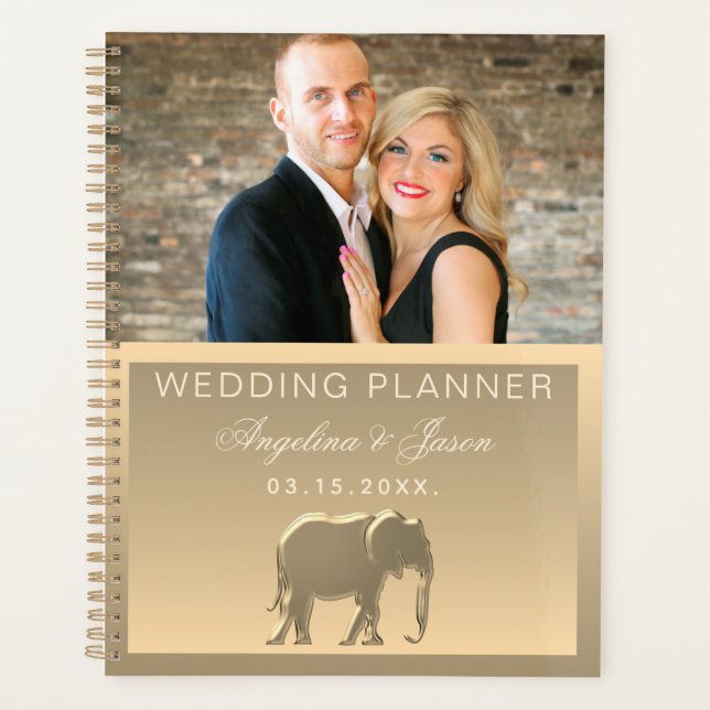 Photo Mariage Luxe Elegant Gold Foil Elephant (Devant)