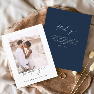 Photo Mariage minimaliste bleu marine Merci