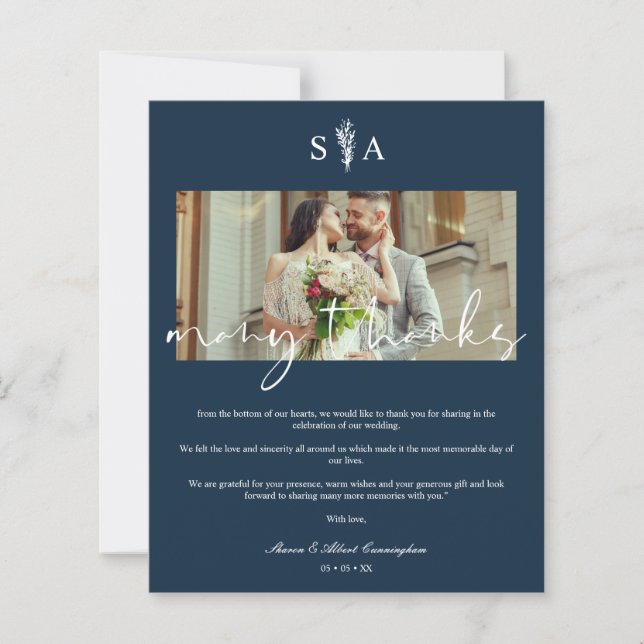 Photo Mariage pas cher Initiales botaniques Merci  (Devant)