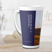 Photo Mariage personnalisée Marine Latte Mug bleu