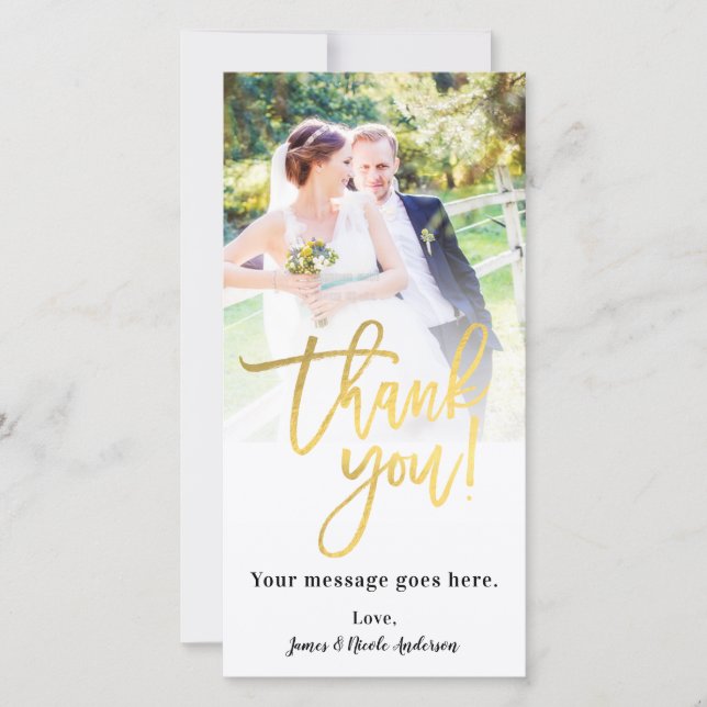 Photo mariage Photo Merci Faux Gold Foil (Devant)