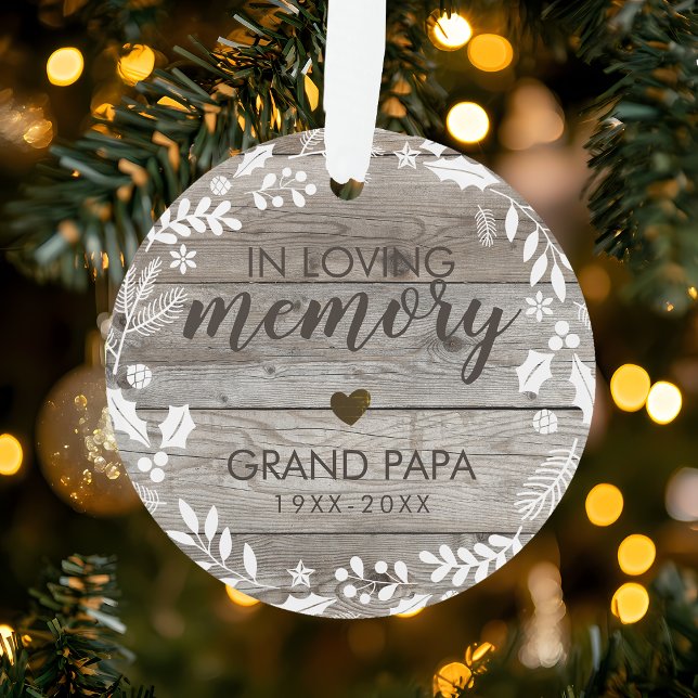 Photo Mémorial En Mémoire Affectueuse (Rustic In Loving Memory Memorial Photo Ornament)