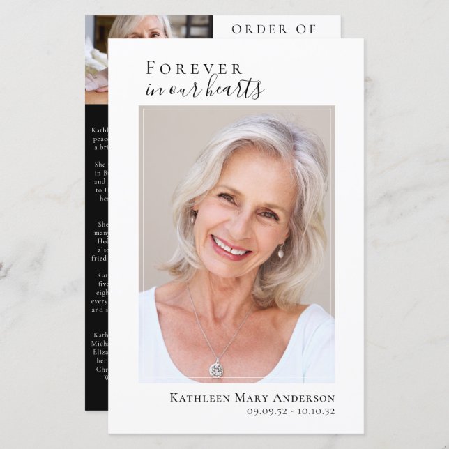 Photo Memorial Funeral Celebration of Life Program (Devant / Derrière)