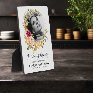 Photo Memorial Plaque aquarelle Rose Gold Frame