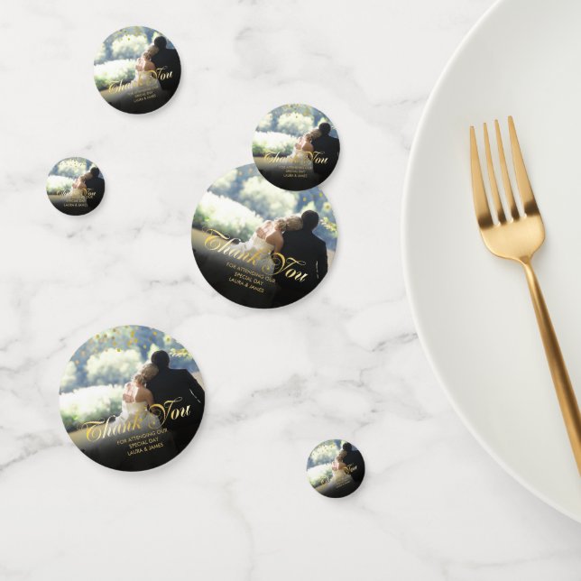 Photo Merci écriture dorée Confettis (Groupe)