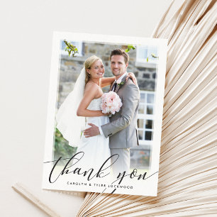 PHOTO MERCI élégant script calligraphie noir