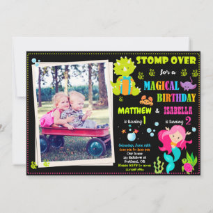 Photo Mermaid et Dinosaur invitation d'anniversair