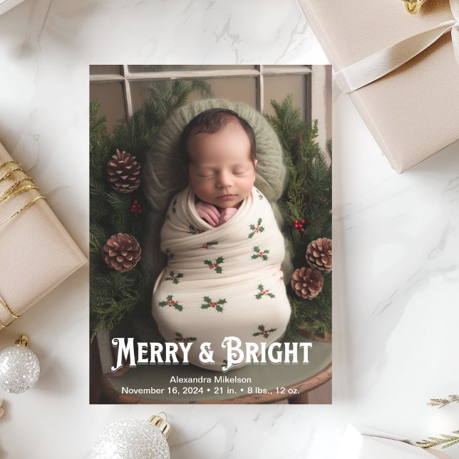 Photo Merry et Bright Faire-part de naissance (Créateur téléchargé)