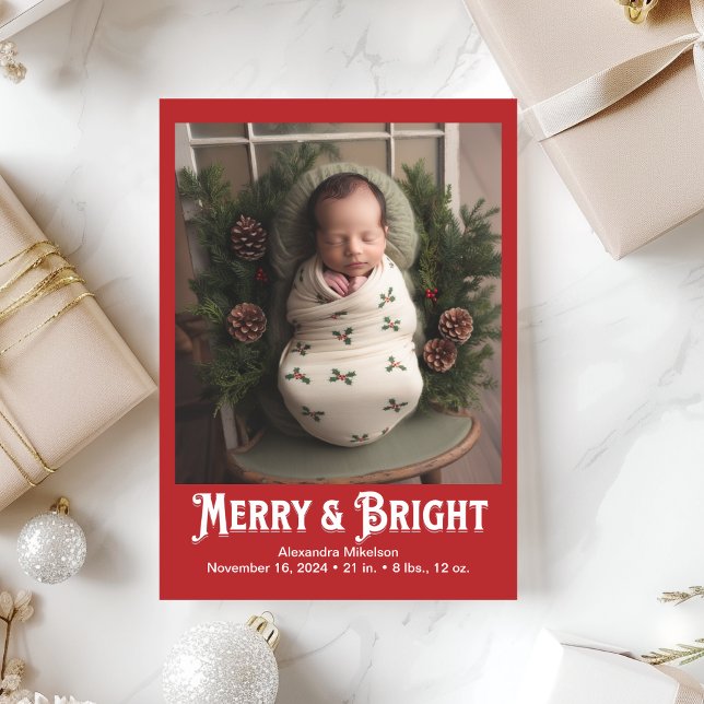 Photo Merry et Bright Faire-part de naissance (Créateur téléchargé)