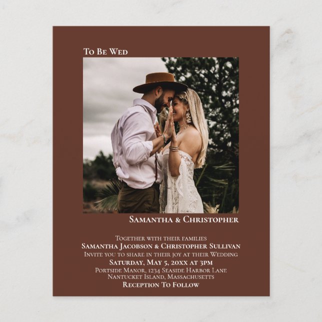 Photo minimaliste Invitation BUDGET Brown Mariage (Devant)