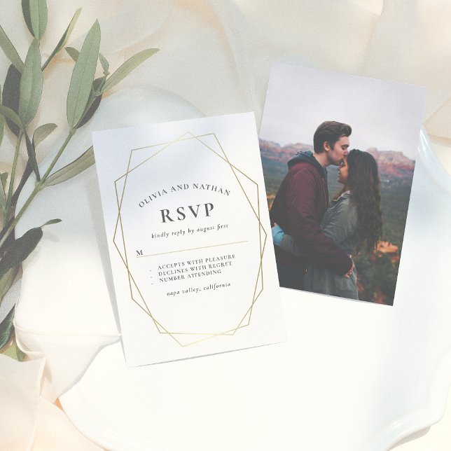 Photo minimaliste Mariage géométrique or RSVP (Créateur téléchargé)