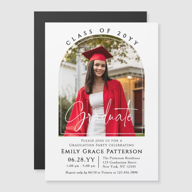 Photo Modern Arch Graduate Script Graduate Party (Devant / Derrière)