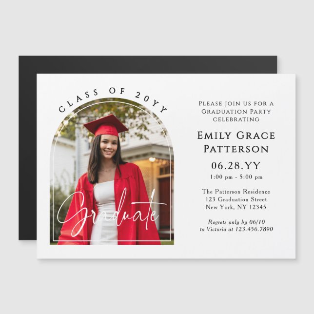 Photo Modern Arch Graduate Script Graduate Party (Devant / Derrière)