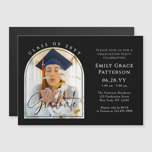 Photo Modern Arch Graduate Script Graduate Party (Devant / Derrière)