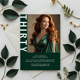 Photo moderne 30e anniversaire Invitation - Emeral