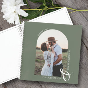 Photo moderne Arch Sage Green Mariage Livre d'or