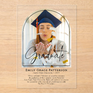 Photo Moderne Arch Script Graduation Faire-part