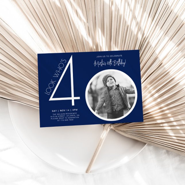 Photo Moderne Bleue Marine Invitation 40e annivers (Créateur téléchargé)