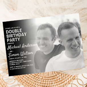 Photo moderne Double Anniversaire Fête Invitation
