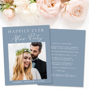 Photo moderne Dusty Blue Wedding Invitation de réc