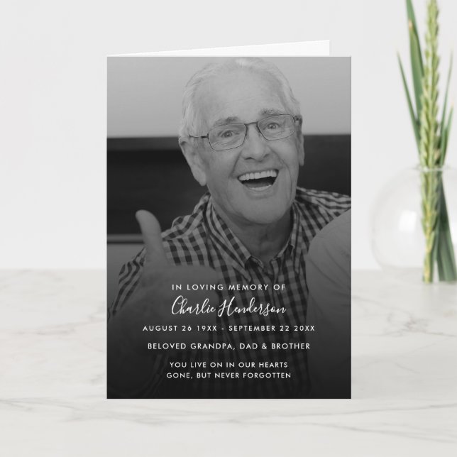 Photo moderne en noir et blanc Programme funéraire (Devant)