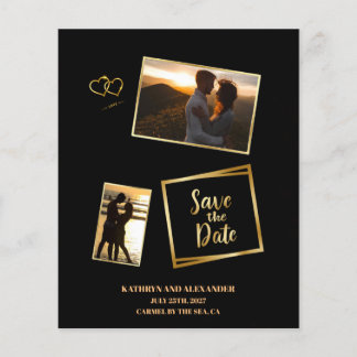 Photo Moderne Enregistrer La Date Black And Gold L