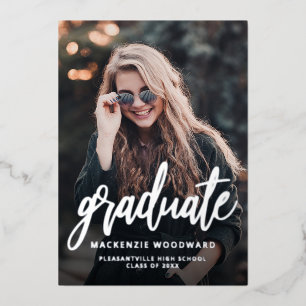 Photo moderne Faire-part de graduation Silver Foil