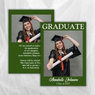 Photo moderne Faire-part de graduation verte