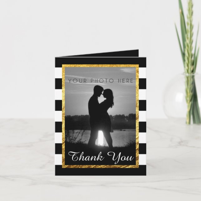 Photo moderne Faux Gold Black White Merci (Devant)