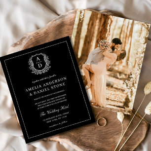 Photo moderne Floral Crest Monogramme Mariage Form