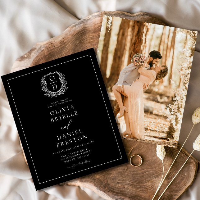 Photo moderne Floral Crest Monogramme Mariage Form (Créateur téléchargé)