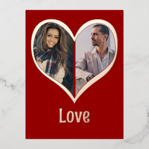 Photo moderne Foil Heart Carte Saint Valentin